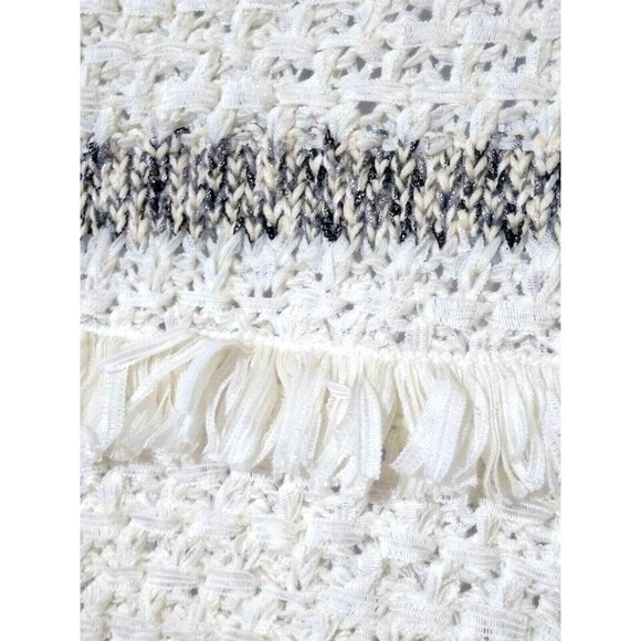 Ann Taylor LOFT Women's Knit Fringe Ivory Top Cap sleeves Size Small - Picture 7 of 7